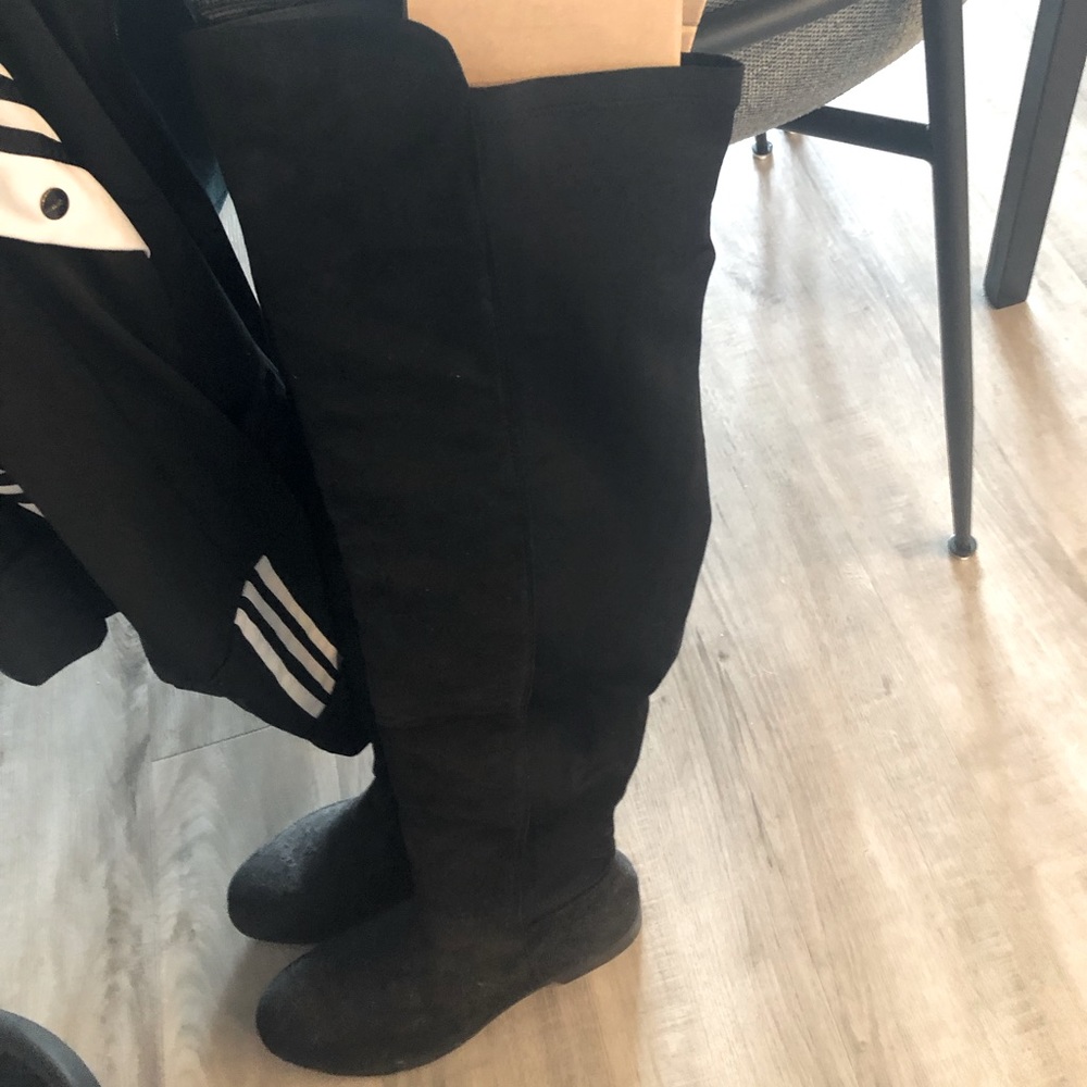 Brand new never worn black thigh high stretch boots